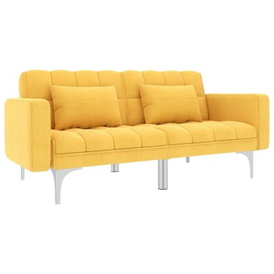 vidaXL Canapea extensibilă, galben, material textil foto