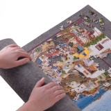 Covoras pentru Puzzle cu Geanta de Transport, Pana la 1500 Piese, 95x67 cm, Gri, CMCLASS