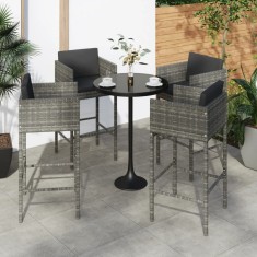 vidaXL Scaune de bar cu perne, 4 buc., gri, poliratan 316677