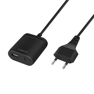 ALIMENTATOR retea 220V LOGILINK, universal, 1 x USB-C, 1 x USB-A, maxim 2.4A, 12W, suport OCP/OVP/SCP, 1.5m, negru, &amp;amp;quot;PA0256&amp;amp;quot; (timbru verde 0 foto