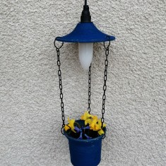 ZM3869- Pendul/ lampa suspendata cu suport pentru plante- ceramica- vintage- foto