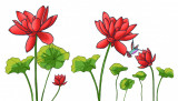Sticker decorativ, Flore rosii, 150 cm, 396STK-2