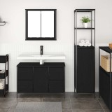 Set de mobilier pentru baie 2 piese vidaXL din lemn ingineresc, stejar negru