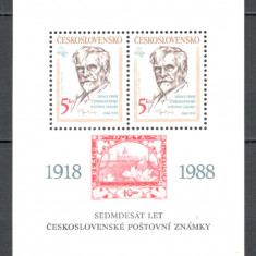 Cehoslovacia.1988 Expozitia filatelica PRAGA:70 ani marca postala-Bl. XC.590