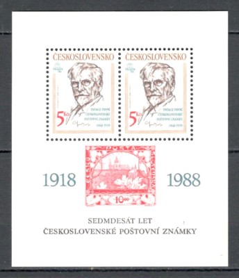 Cehoslovacia.1988 Expozitia filatelica PRAGA:70 ani marca postala-Bl. XC.590 foto