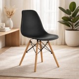 Cumpara ieftin Scaun stil scandinav, Artool, Osaka, PP negru, picioare lemn natur, 46x54x81 cm