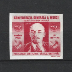 ROMANIA 1945 - CONFEDERATIA GENERALA A MUNCII, NEDANTELATA, MNH - LP 173a