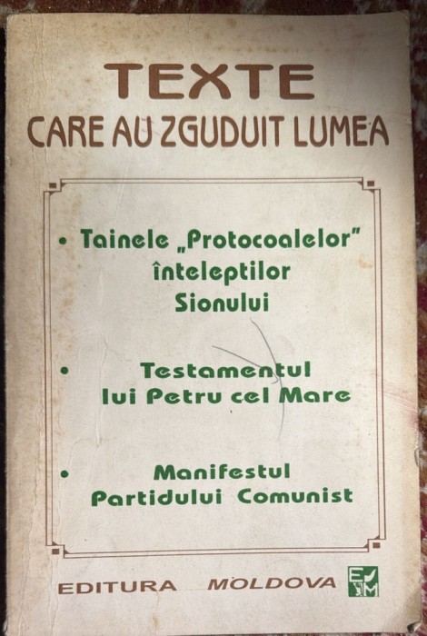 TEXTE CARE AU ZGUDUIT LUMEA,EDITURA MOLDOVA 1995/ FOLOSITA IN STARE BUNA