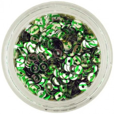 Paiete rotunde în formă de disc, argintii cu dungi verzi