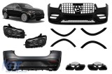 Pachetul de design GLE63 A potrivit pentru Mercedes GLE Coupe C167 2020-2023 cu garnitura neagra, grila neagra, tevi de esapament negre si faruri LED