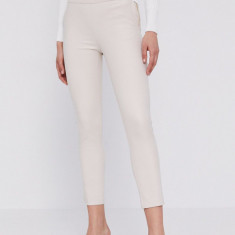 Morgan Pantaloni femei, culoarea crem, mulat, medium waist