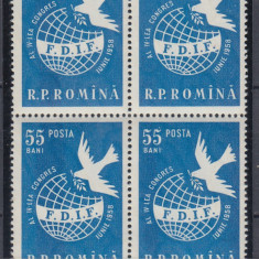 1958 LP 455 AL VL-LEA CONGRES INTERNATIONAL AL FEMEILOR VIENA BLOC 4 TIMBRE MNH