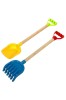Set de jucărie lopată și greblă de nisip, mâner din lemn, 60 cm, multicolor, Oem