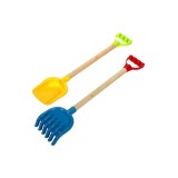 Set de jucărie lopată și greblă de nisip, m&acirc;ner din lemn, 60 cm, multicolor