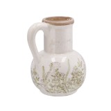 Cumpara ieftin Vaza flori ceramica bej verde 15 x 13 x 17,5 cm