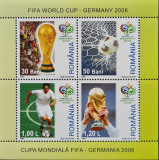 Fifa World Cup Germany 2006, bloc 4 timbre, colita NMH, nestampilata, Romania de la 1950, Sport
