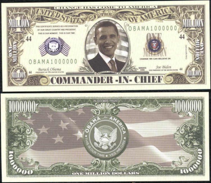 !!! SUA = FANTASY NOTE = BARACK OBAMA , COMANDANT SEF - 2013 - UNC