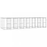 VidaXL Padoc c&acirc;ini de exterior cu acoperiș, 16,94 m&sup2;, oțel galvanizat