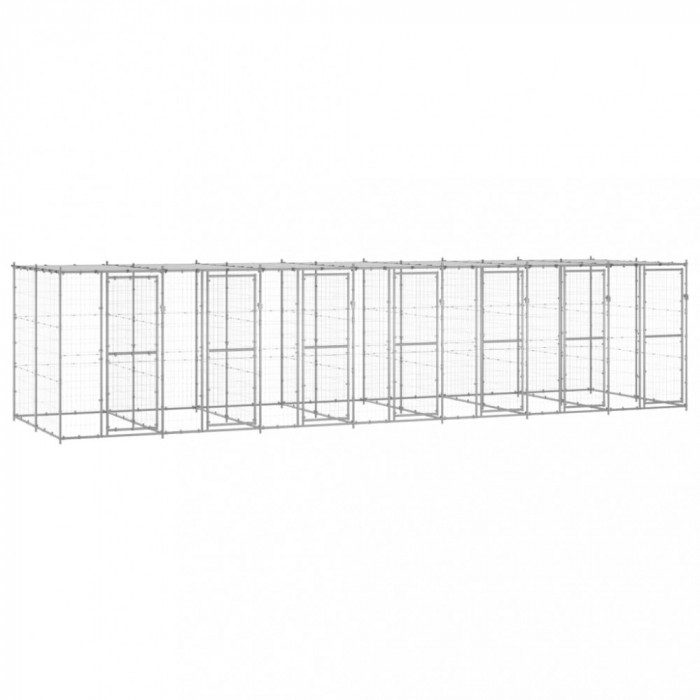 vidaXL Padoc c&acirc;ini de exterior cu acoperiș, 16,94 m&sup2;, oțel galvanizat