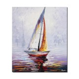 Tablou pictat manual birou, living, dormitor, hol, Velier, 60x50cm ulei pe panza in cutit efect 3D, gata de agatat pe perete