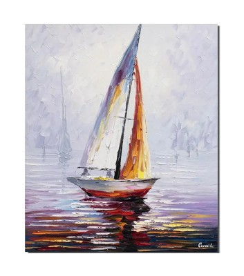 Tablou pictat manual birou, living, dormitor, hol, Velier, 60x50cm ulei pe panza in cutit efect 3D foto