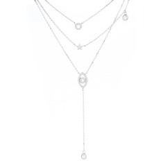 Lantisor argint 925, JW1243, model ochisor si steluta, placat cu rodiu