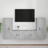 VidaXL Set dulap TV, 4 piese, gri beton, lemn prelucrat