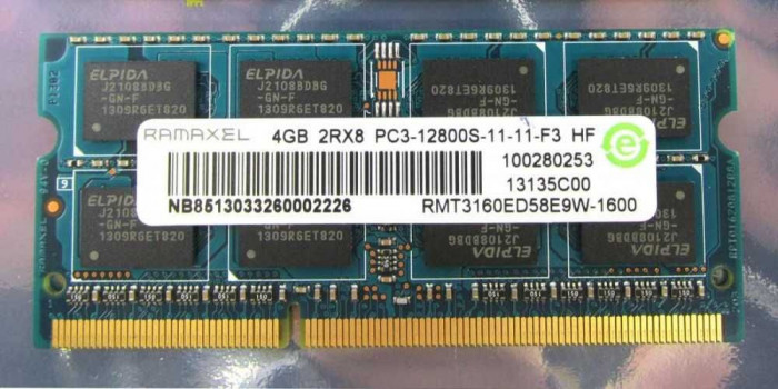 Memorie Laptop Ramaxel 4GB DDR3 PC3 12800S 1600Mhz CL11 RMT3160ED58E9W