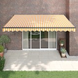 VidaXL Copertină retractabilă automată, galben și alb, 4,5x3 m