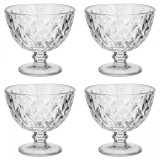 Set boluri, 4 piese, 300 ml, Sticla, Gri transparent
