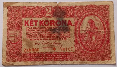 Ungaria 2 korona/coroane 1 ianuarie 1920 foto
