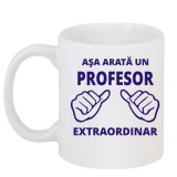 Cana alba personalizata &quot;Profesor extraordinar&quot;, INOVATIX&reg;. 330ml