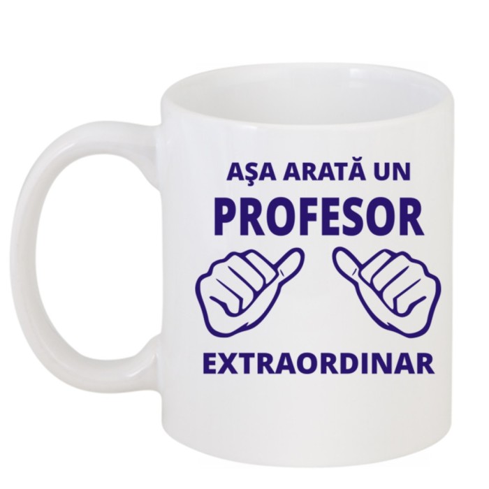 Cana alba personalizata &quot;Profesor extraordinar&quot;, INOVATIX&reg;. 330ml