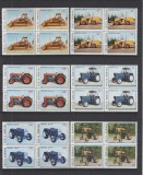 ROMANIA 1985 LP 1137 TRACTOARE ROMANESTI BLOCURI DE 4 TIMBRE MNH