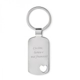 Breloc Gravat metalic, Model Inima Decupata cu Textul "Cu tine, lumea e mai frumoasa"