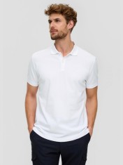 Tricou polo barbati, din bumbac cu croiala Regular Fit, logo, Alb, S