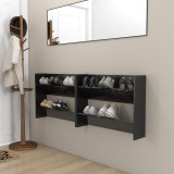 Cumpara ieftin Pantofare de perete, 2 buc., negru extralucios, 80x18x60cm, PAL