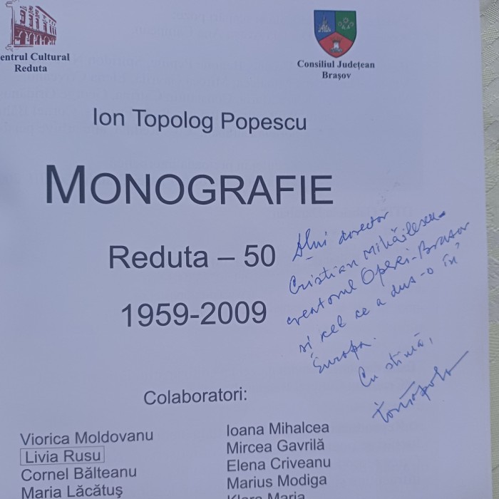 MONOGRAFIE REDUTA 50-ION TOPOLOG POPESCU CU DEDICATIE SI SEMNATURA-2009 S1.