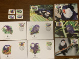 Aituatki - pasari - papagal - serie 4 timbre MNH, 4 FDC, 4 maxime, fauna wwf