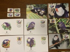 aituatki - pasari - papagal - serie 4 timbre MNH, 4 FDC, 4 maxime, fauna wwf