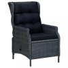 vidaXL Scaun Gradina Rabatabil Poliratan Gri Inchis cu Perne Negre, Reglabil, 57x88x100cm