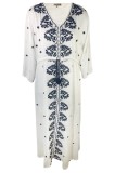 Rochie dama casual RL24, alb/gri , marimea 2XL, Bumbac