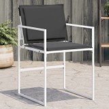 Set 4 Scaune Gradina Gossi, Pliabile, Otel &amp; Textilena, Alb/Antracit, Perne Incluse, Exterior, Rezistent UV, 50.5x51x81.5 cm