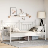 VidaXL Cadru de zi cu pat extensibil Alb 107x203 cm Oțel
