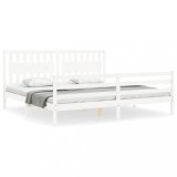Cumpara ieftin Cadru pat cu tablie 200x200 cm, alb, lemn masiv
