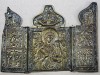 Triptic Bronz Calatorie, Maica Domnului cu Prunul, Rusia 1900, 10x7.5cm