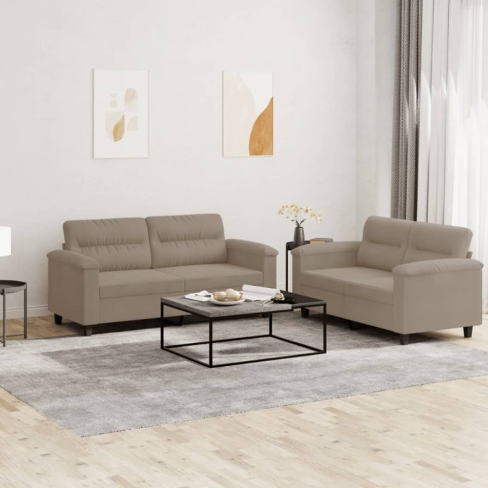 vidaXL Set de canapele cu perne, 2 piese, gri taupe, microfibră 3202314