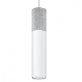 Lampă Suspendată Borigio Alb/Gri Oțel/Beton 1 Bec Tub Modern De Interior