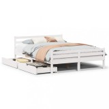 Cumpara ieftin Cadru de pat fara saltea, alb, 135x190 cm, lemn masiv de pin