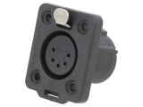 Soclu XLR mamă 5 PIN negru cu buton